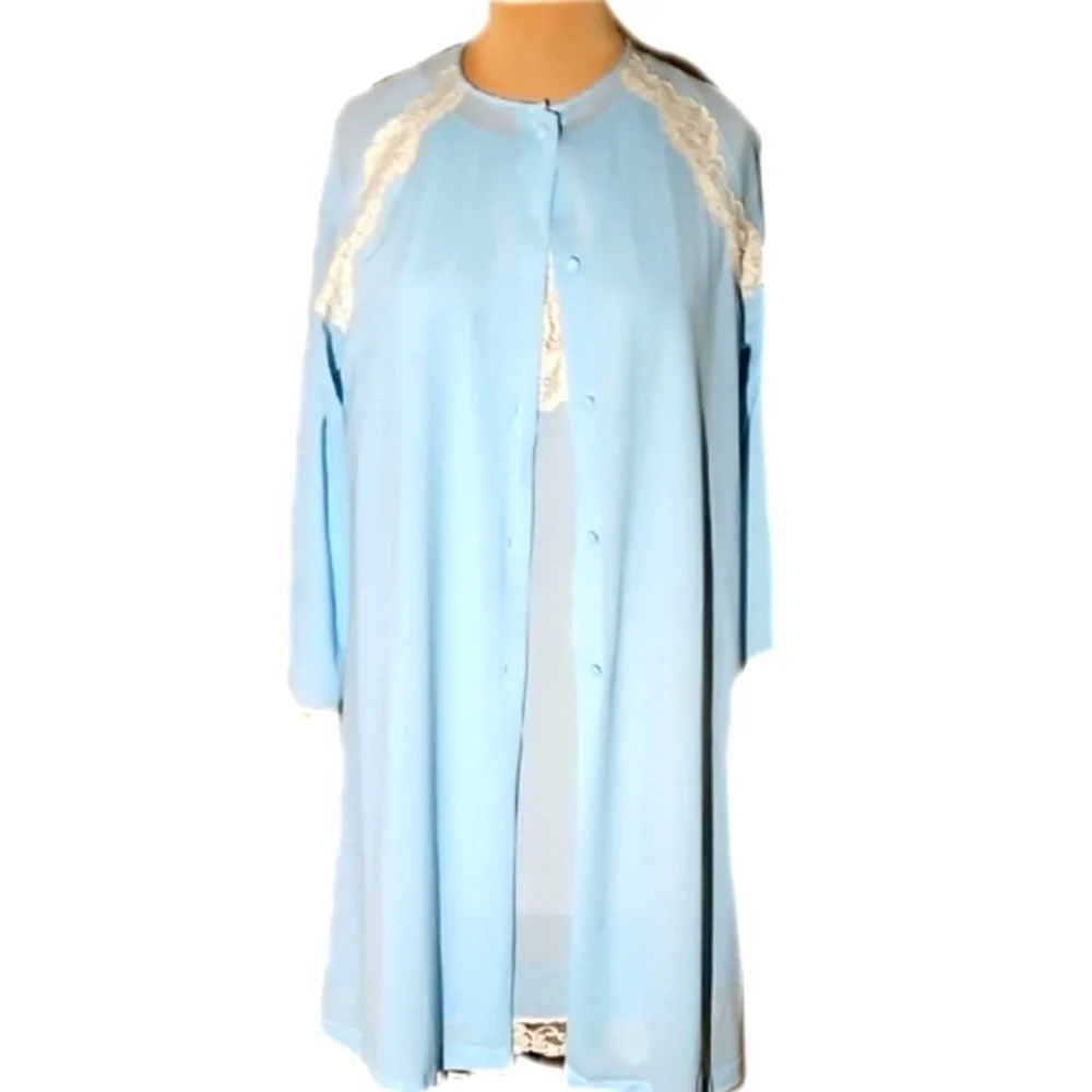 Vintage Van Raalte Robe And Chemise Peignoire Set. Size Small
